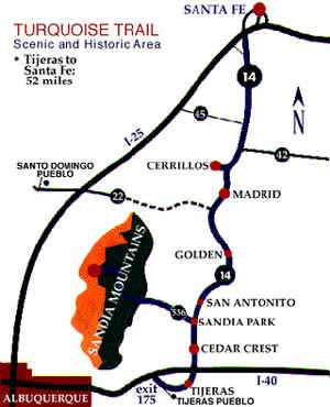 Madrid, NM: A Ghost Town Reborn - Map of Turquoise Trail