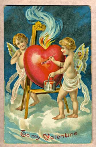 Hearts for Valentine's Day - Antique Valentine's Card from 1909
