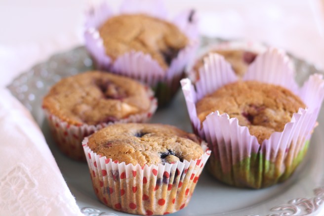 Mixed Berry-White Chocolate Chip Muffins