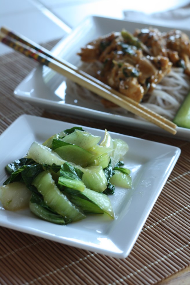 Ginger Bok Choy and Steamed Chicken Salad with Sesame Sauce